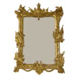 A carved gilt wall mirror,