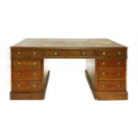 A mahogany partners' pedestal desk,