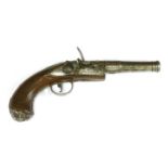 A flintlock pistol,