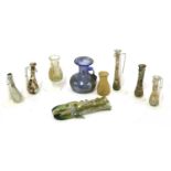 Antiquities: nine Roman glass phials and containers,