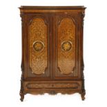 A French rosewood and inlaid side cabinet