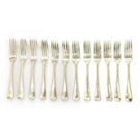 A set of twelve Victorian silver Old English pattern table forks