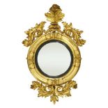 A Regency giltwood convex wall mirror