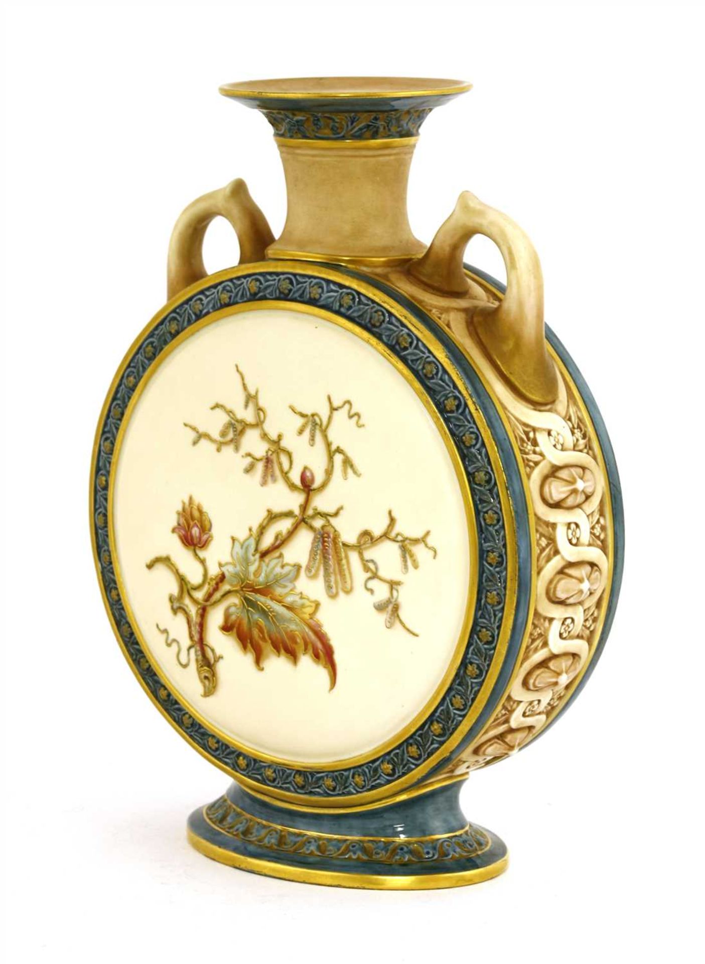 A rare Royal Worcester blush ivory moon flask - Image 2 of 3