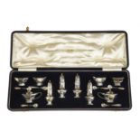 A fourteen-piece silver cruet set,