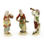A collection of three Meissen porcelain figures,