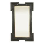 An ebonised rectangular wall mirror