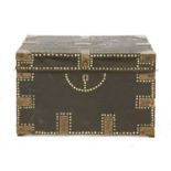 A camphorwood, leather and brass-studded chest,