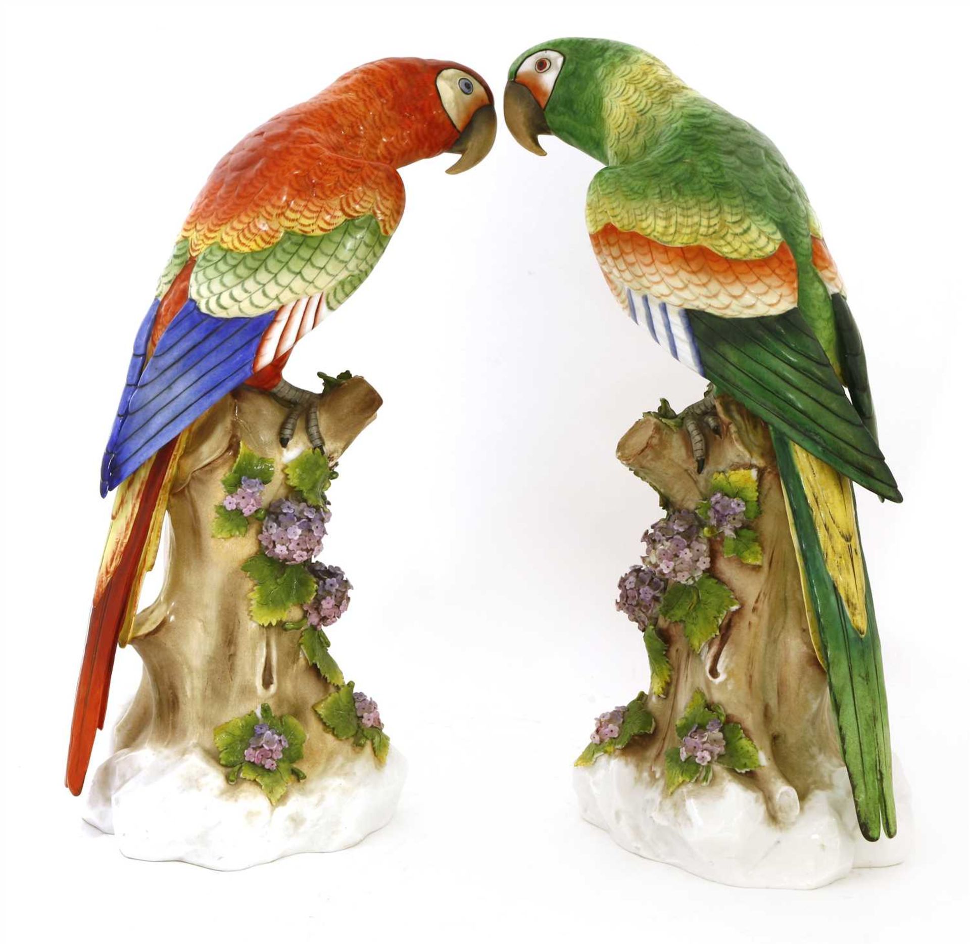 A pair of large German porcelain parrots - Image 2 of 2