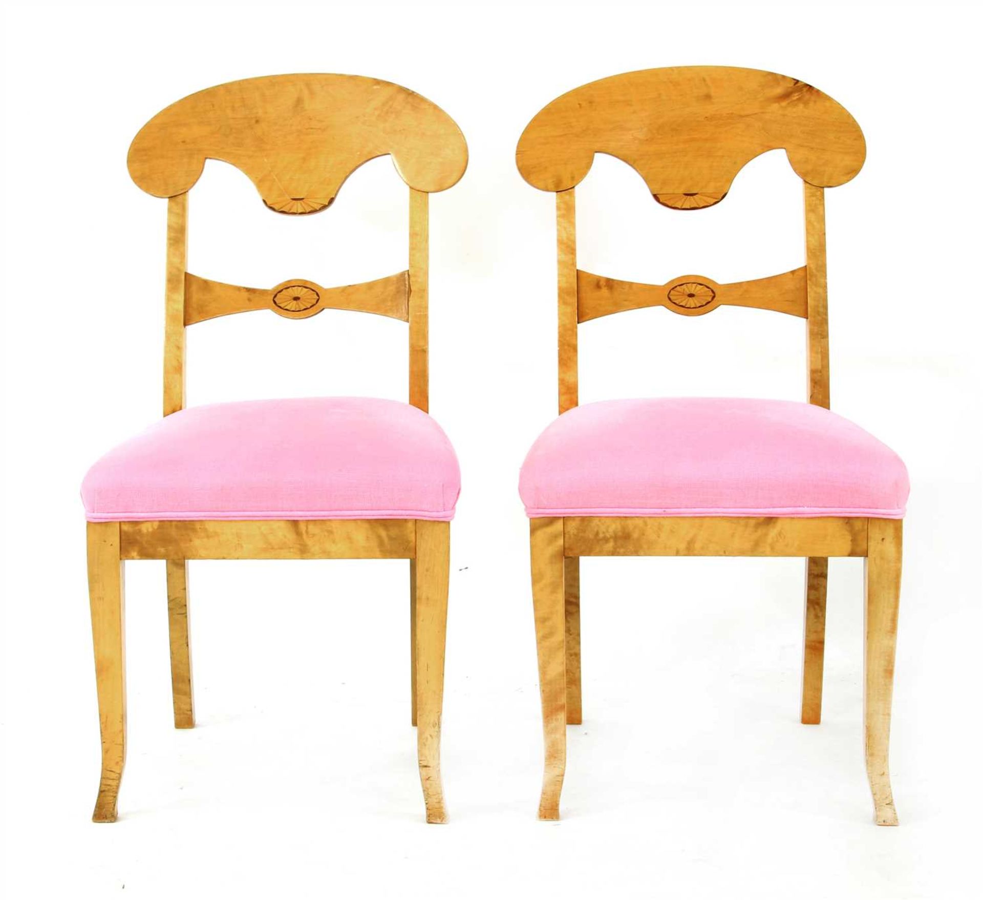 A pair of Biedermeier satinwood side chairs