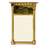 A Regency giltwood and verre églomisé mirror,