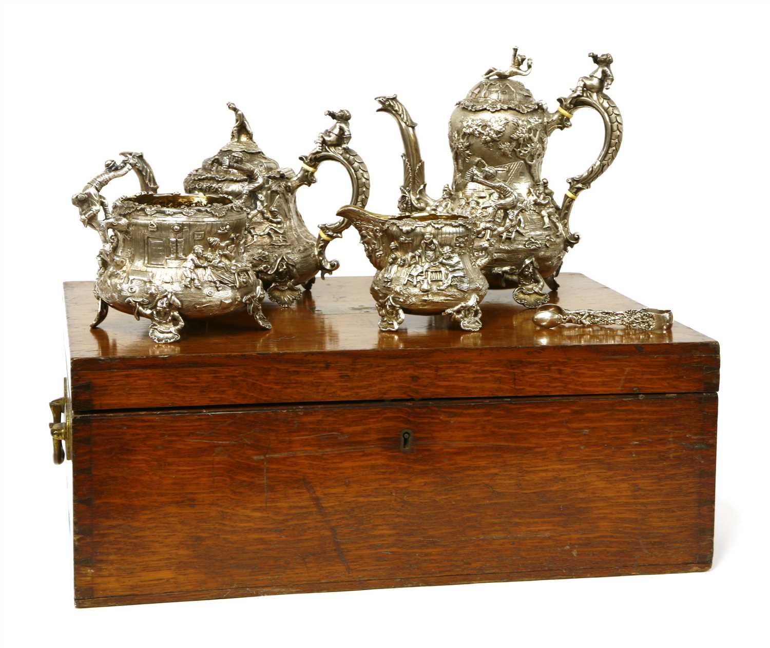A Victorian silver four-piece tea set, - Image 2 of 3