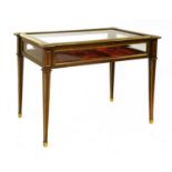 An Empire-style rosewood and brass inlaid bijouterie table,