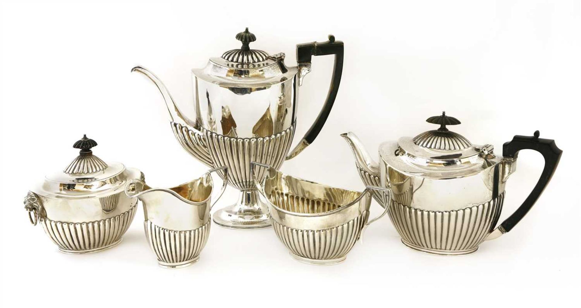 An Elkington & Co. silver three-piece tea service,