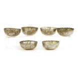 A set of six Peruvian silver finger bowls