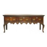 A George II oak and walnut low dresser