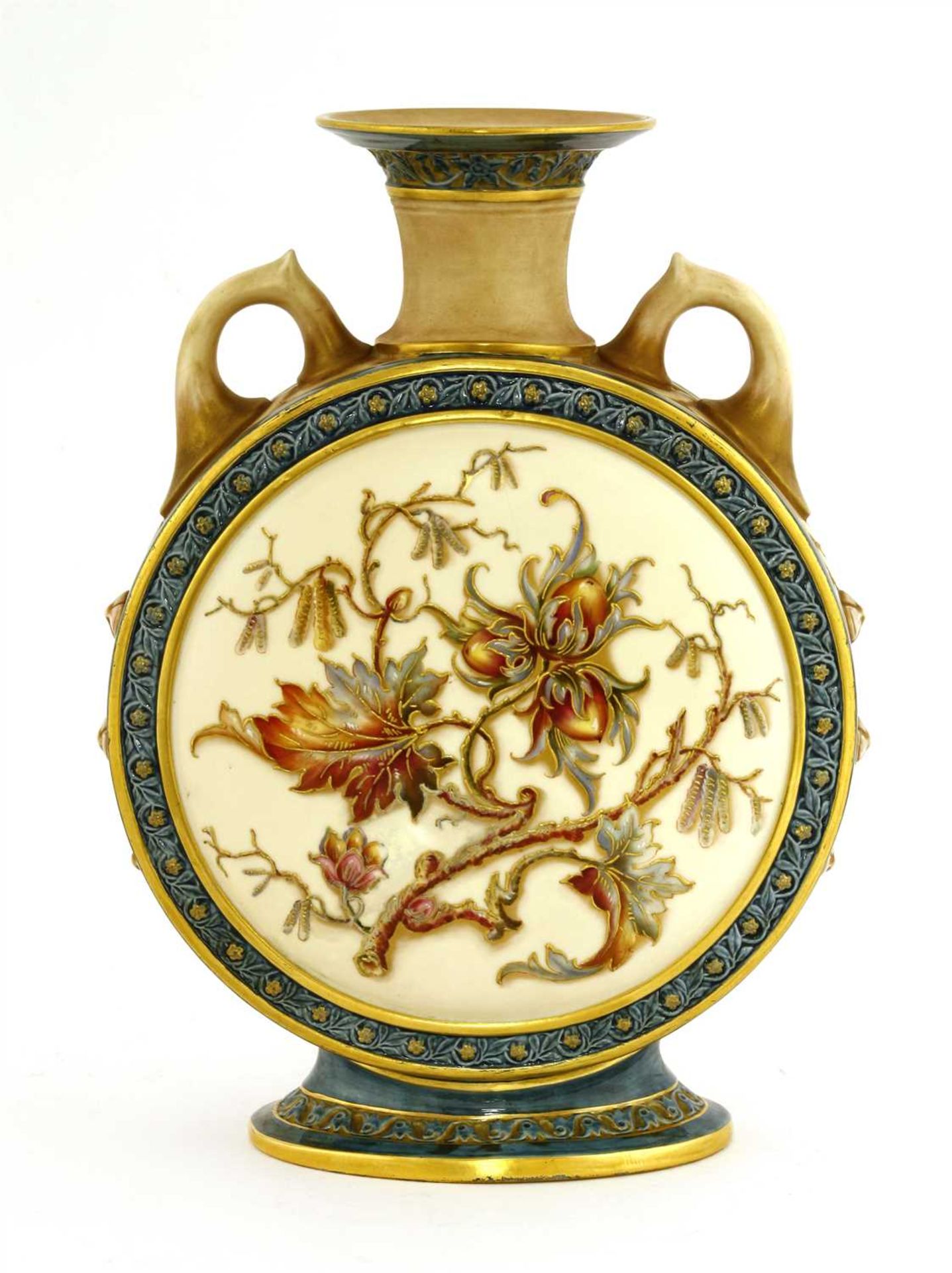 A rare Royal Worcester blush ivory moon flask