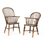 A yew wood, elm and beech high-back Windsor chair