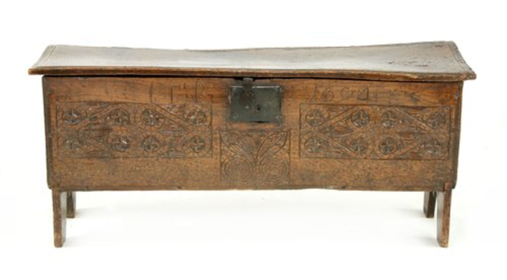 A William and Mary elm-boarded chest,