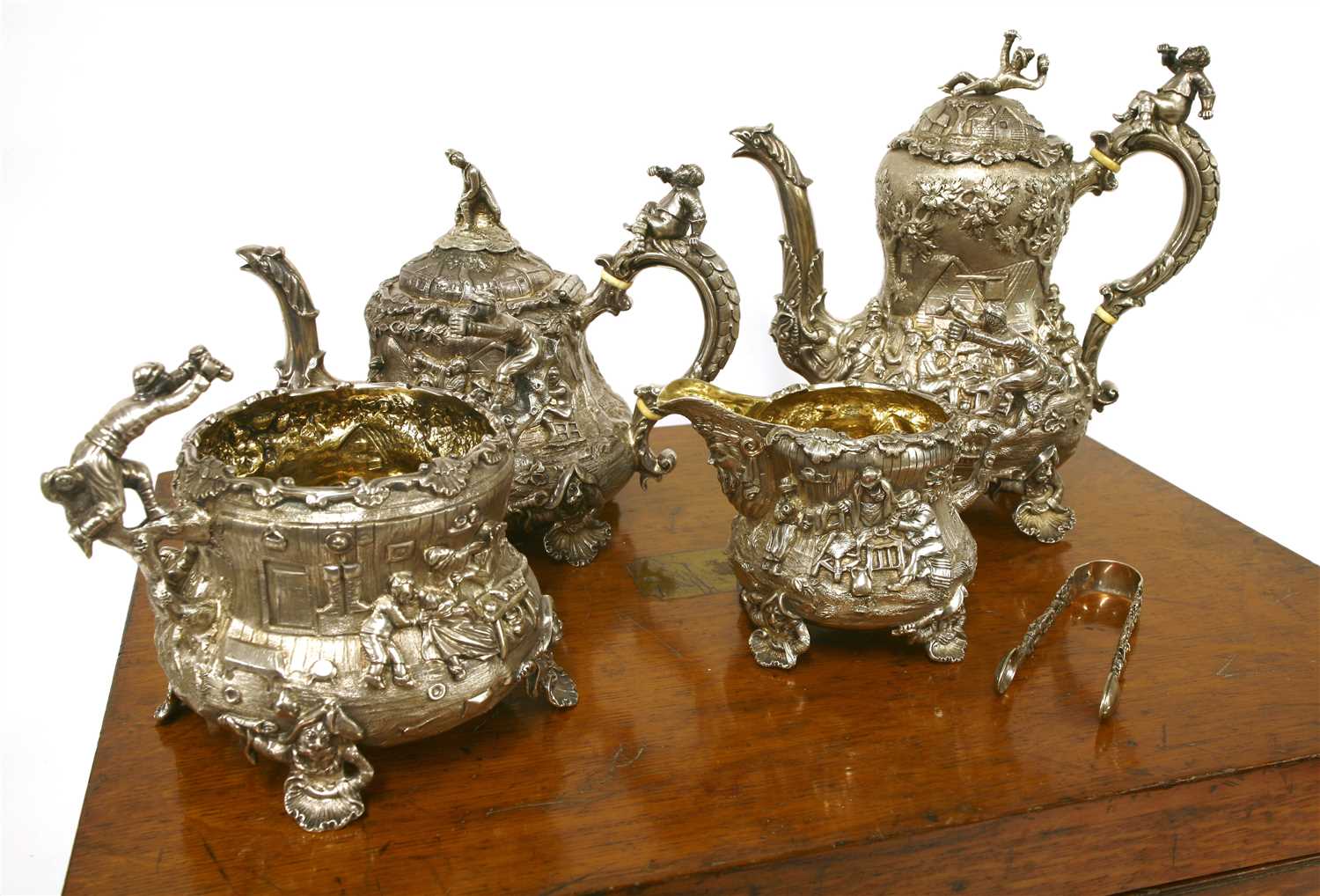 A Victorian silver four-piece tea set,