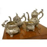 A Victorian silver four-piece tea set,