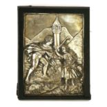A Flemish silvered brass relief plaque,