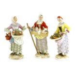 Three Meissen figures