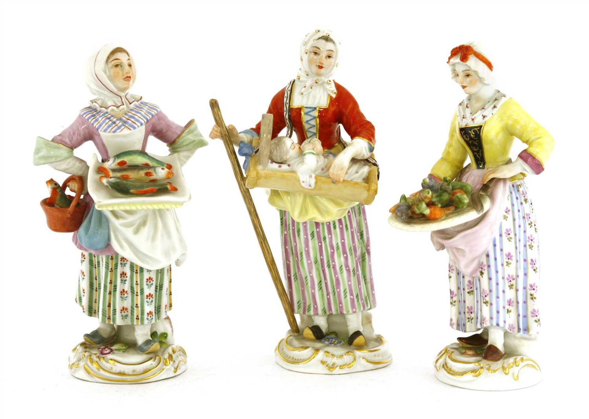 Three Meissen figures