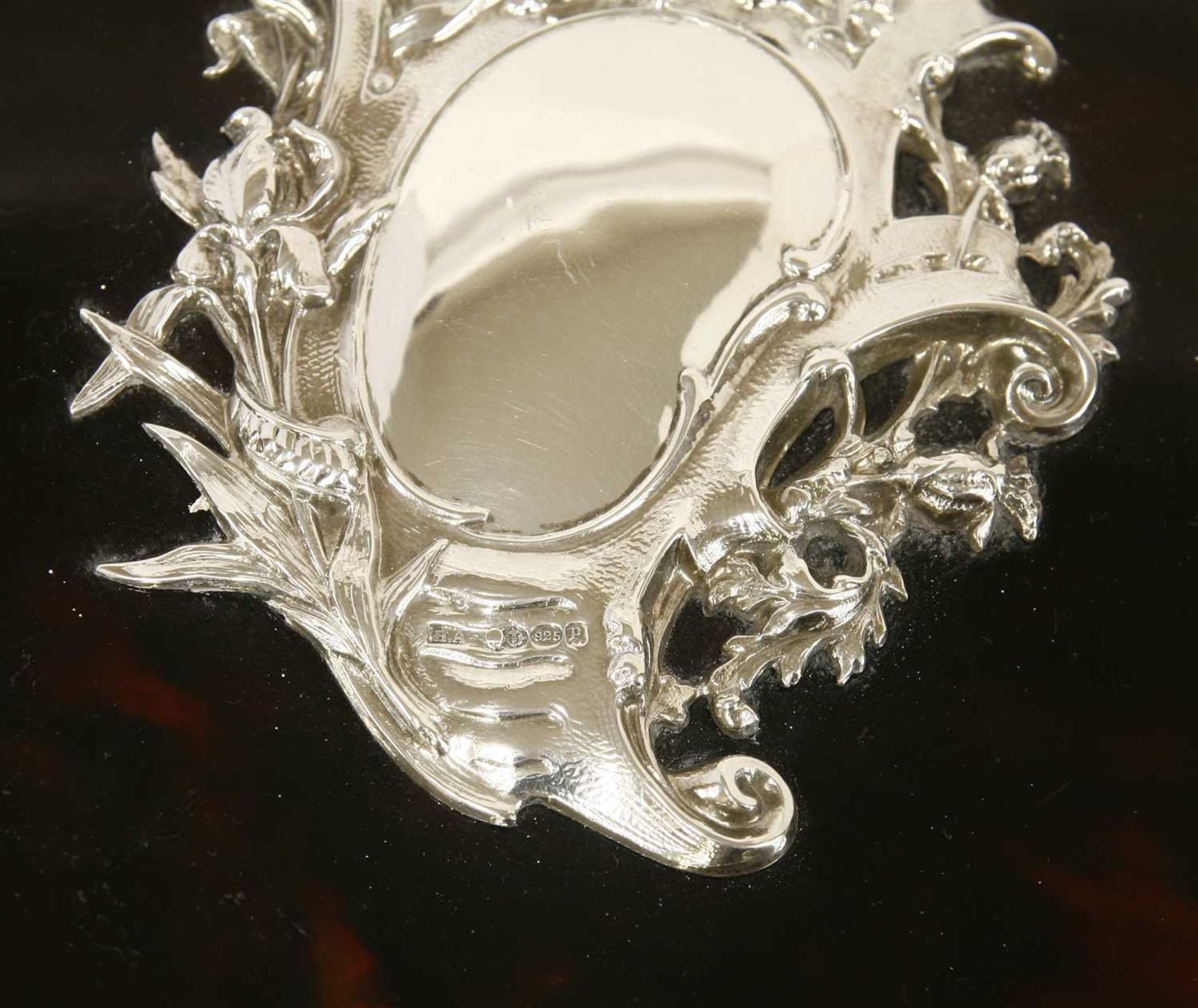 A tortoiseshell desk blotter with ornate silver mounts, - Image 2 of 2
