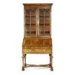 A walnut bureau bookcase