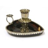 A late Victorian silver-mounted tortoiseshell chamberstick,