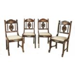 A set of four Indian rosewood and ivory inlaid chairs