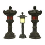 A pair of pewter table lamps