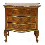 A Continental parquetry inlaid commode chest,