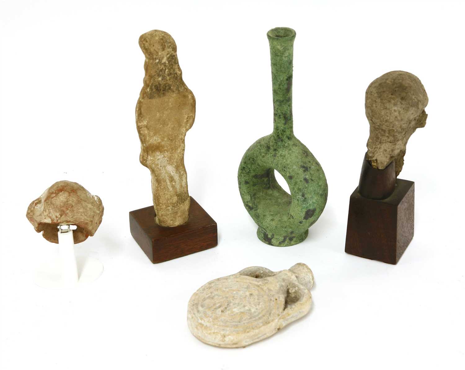 Antiquities: five ancient clay items, - Image 2 of 2