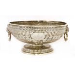 A twin-handled silver punchbowl,