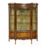 A Sheraton Revival mahogany and satinwood 'D' shaped display cabinet,