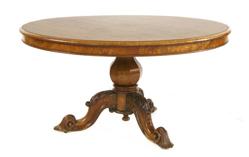 A Victorian burr oak centre table