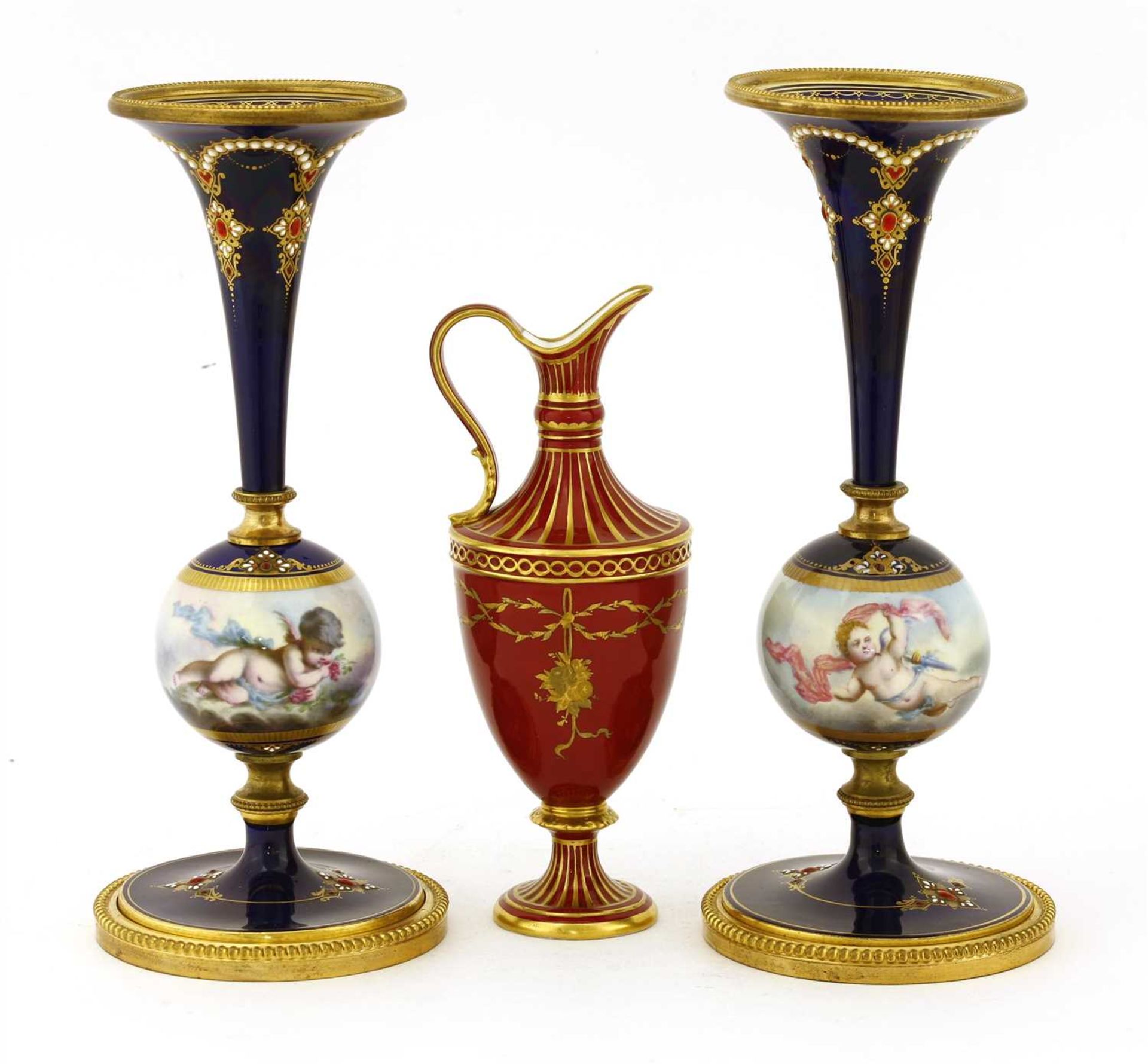 A pair of Sèvres-style vases, - Image 2 of 2