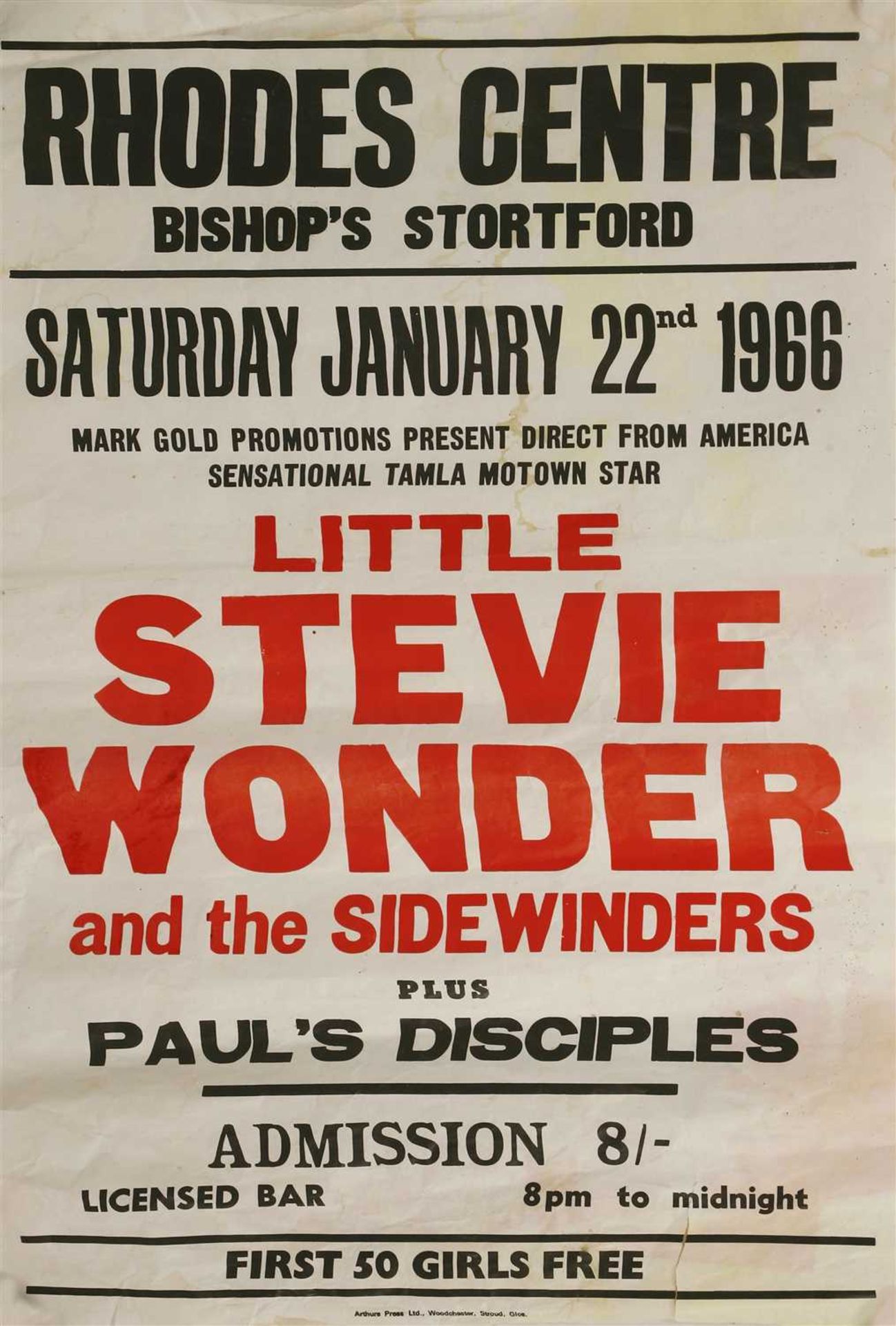 A Little Stevie Wonder and the Sidewinders concert poster