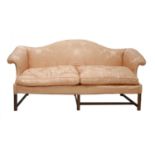 A Chippendale-style camel back three-seater settee,