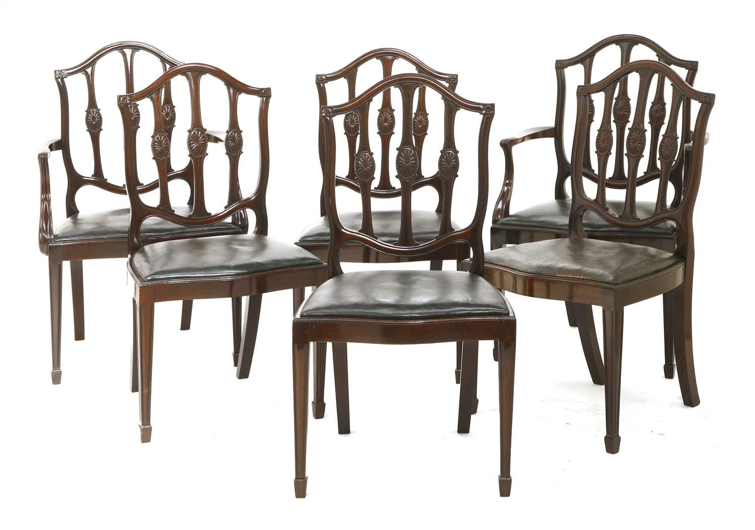 A set of twelve mahogany Hepplewhite-style dining chairs,