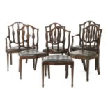 A set of twelve mahogany Hepplewhite-style dining chairs,