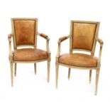 A pair of Louis XVI-style elbow chairs,