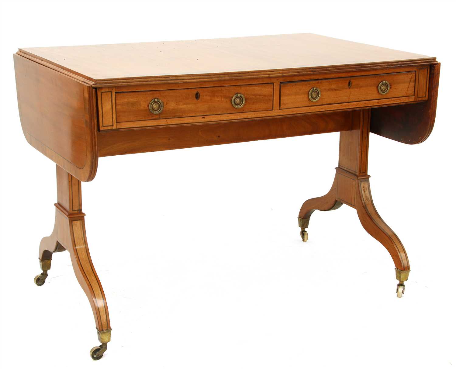 A Regency strung satinwood(?) sofa table,