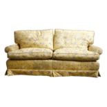 A modern silk upholstered settee,