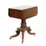 A Regency rosewood drop-leaf work table,