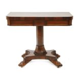 A Victorian rosewood fold-over card table,