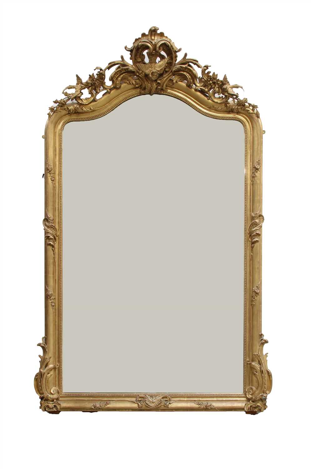 A Victorian carved giltwood and gesso overmantel mirror,