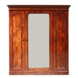 A Victorian mahogany triple wardrobe,